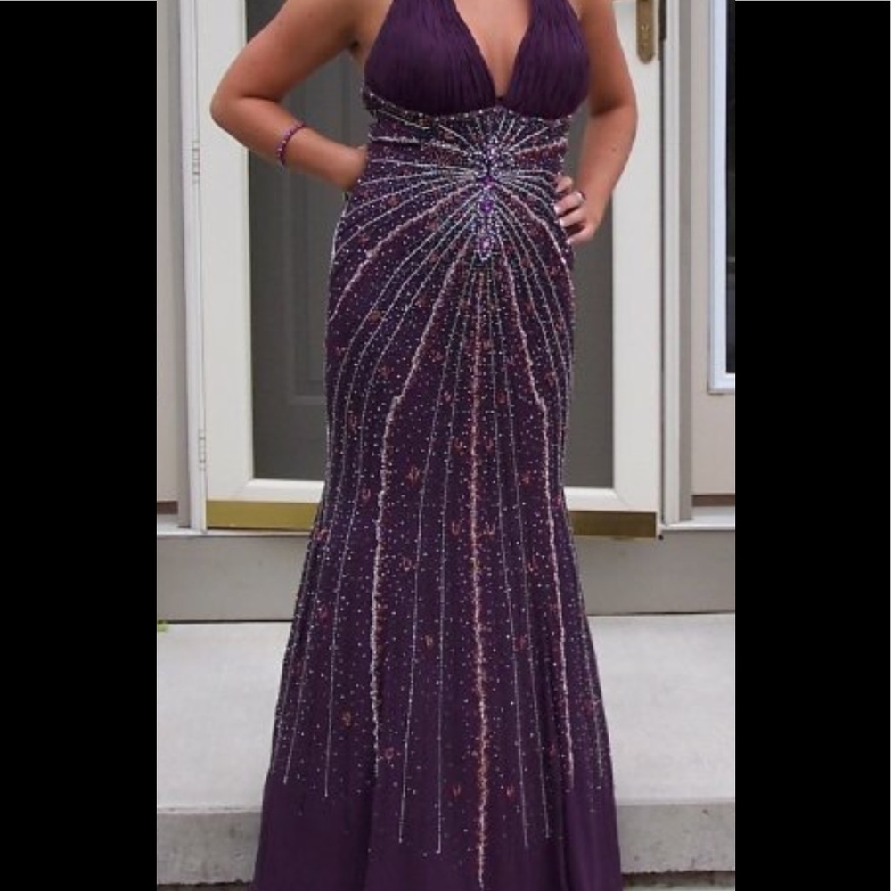 Dark plum beaded dress